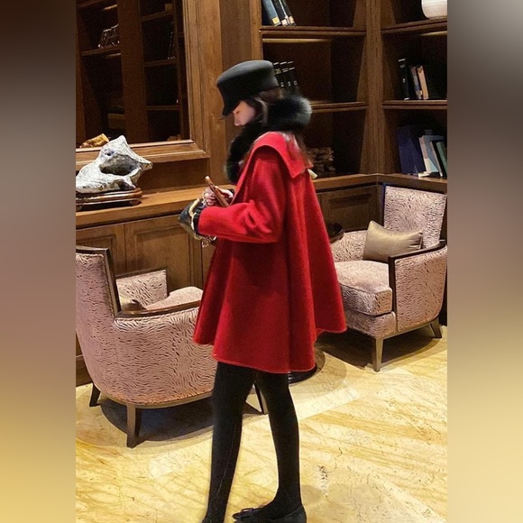 Red double faced wool coat - Picture 8 of 8